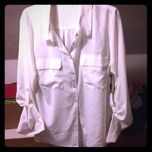 New Calvin Klein white silk like shirt